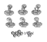 6 Uds Clavija de Afinacin de Cuerdas de Guitarra, Botones de Sintonizador de Perillas de Metal, Clavijas de Afinacin de Guitarra Juego de Afinadores de Cabeza de Mquina(Plata