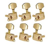 6 uds clavijas de afinación de cuerdas de guitarra sintonizador semicerrado cabezales de máquina for afinador de guitarra acústica perilla de cabeza 3 izquierda 3 derecha(Gold)