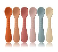 6 Uds Cucharas de Silicona para Bebes, Utensilios para Niños Comer Cucharas para Masticar para Bebés, Cuchara de Entrenamiento para bebe de Más de 6 Meses (6 Colores)
