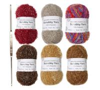 6 uds hilo Scrubby, hilo Scrubby brillante para paños de cocina, surtido de colores variados con ganchillo, hilo Scrubby de ganchillo para toallas para lavar platos