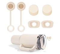 6 Uds Juego de Tapones a Prueba de Derrames Con Cubiertas de Pajita Compatible Con Stanley Cup 2,0 40/30oz (Amarillo Crema)