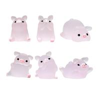 6 Uds Mini Figuritas Cerdo Resina Juguete Manualidades Para Decoración Jardín Lindo Cerdito Luminoso Figuritas En Miniatura Adornos Pastel Cerdo Adorno Cerdo Luminoso Coche Mini