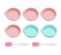 6 Uds Moldes Para Pasteles Y 2 Uds Cepillos De Aceite De Silicona, Moldes De Silicona Para Hornear, Moldes Reutilizables, Utensilios De Cocina