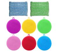6 Uds Paños De Cocina De Silicona, 2 Uds Paños De Esponja, Cepillo Para Utensilios De Cocina, Paños De Cocina Redondos, Paños De Limpieza Para Platos