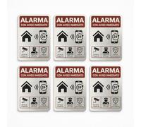 [6 UDS] Placas Adhesivas Aluminio Disuasorias Seguridad Exterior Resistente Agua Aviso Alarma Inmediato Puerta Ventana Buzón Cartel Antirrobo Hogar Oficina Pack Completo Movimiento Anti Inhibidores