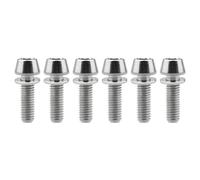 6 uds tornillos de titanio M5x16 18 20mm pernos de vástago de bicicleta cabeza cónica con arandelas for MTB Mountain Road(Silver,16MM_M5)