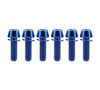 6 uds tornillos de titanio M5x16 18 20mm pernos de vástago de bicicleta cabeza cónica con arandelas for MTB Mountain Road(Blue,16MM_M5)