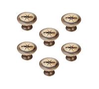 6 Un. Pomo TIRADOR Mueble Vintage Retro Metal bronce envejecido BRUJULA - Diámetro 37MM