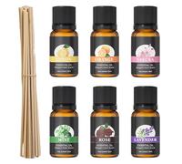 6 Unidades 10ml aceites esenciales, puro aroma natural difusor de aceite conjunto para la relajación y el sueño, aceites esenciales para difusor de jabón, velas, humidificador, etc con palillos de