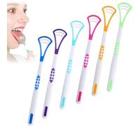 6 unidades 2 en 1 limpiador lingual para adultos y niños, limpiador de tongua, rascador suave de lengua, cepillo de lengua, cepillo para higiene bucal y aliento fresco, eliminación del mal aliento (B)