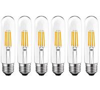6 Unidades 4W T10 LED Bombilla de Filamento Retro Bombilla Estilo de Edison, 400 Lumen, E27, Luz Blanca Cálida 2700K, 4W LED Bombilla Sustituye a 40W bombilla incandescente (Clear, T10)