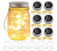 6 unidades de 3 m 30 LED luces solares de vidrio solar, cadena de luces para botellas, tapa de luz solar, para tarro de cristal, farolillo colgante para jardín, terraza, patio, boda, fiesta,