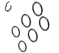 6 unidades de 8/10/12 mm 16 g acero inoxidable anillo de nariz negro mujer hombre septum clicker anillo nariz set oreja labios nariz piercing labio cartílago aro aro para hombres mujeres, Acero