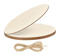 6 unidades de disco de madera en bruto, redondo paneles de madera 30 cm de diámetro y 3 mm de grosor, gran círculo de madera natural redonda redonda de madera con agujero y cuerda para decoración