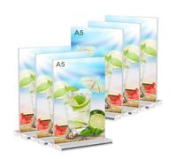 6 unidades de expositores de mesa A5 A5, etiquetas de precios, expositores publicitarios en T, acrílicos, soportes para menú, restaurante, cafetería