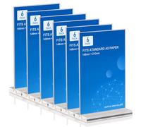 6 unidades de expositores de mesa de acrílico a5, estante de exhibición de plástico transparente, soporte en T, expositor publicitario, cartel acrílico, estante de menú, etiquetas de precio