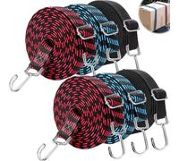 6 unidades de goma elástica ajustable con ganchos, 3 cm x 200 cm, correas tensoras planas, tensores de equipaje planos, cuerda de goma, tensor de goma extrafuerte, correa de fijación para bicicleta