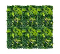 6 unidades de pared de plantas artificiales 3D realistas 60 x 40 cm plantas artificiales de pared de plástico seto artificial impermeable y resistente a los rayos UV plantas de pared plantas
