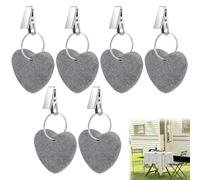 6 Unidades De Pesos para Mantel De Piedra Natural, con Clips, Piedras En Forma De Corazón, para Exteriores, para Familia, Fiestas, Bodas, JardíN, PíCnic (Gris)