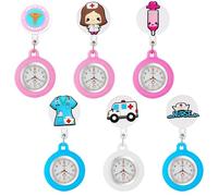 6 unidades de reloj de enfermera, bonito reloj de hermana con clip para mujeres y niñas, reloj de enfermera, reloj de pulsera para enfermeras, médicos, enfermeras, paramédicos, enfermeras, enfermeras,