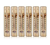 6 unidades de termómetros analógicos de madera para interiores y exteriores, de -40 a +50 °C, para habitaciones, jardín, balcón, terraza