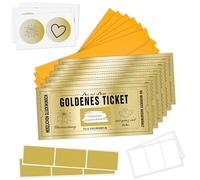 6 unidades Goldene Ticket Gutschein zum selbst ausfüllen mit Rubbelaufkleber Kratzkarte zum beschriften Gutscheinkarte Reisegutschein Kinogutschein Geburtstagkarte Geschenk für Frauen Freundin