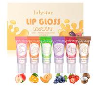 6 unidades Hydra Fruttig lipgloss aceite de labios hidratante brillante de alto brillo para labios de larga duración brillante y nutritivo con vitamina E, gelatina líquida
