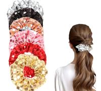 6 unidades lentejuelas pelo scrunchies, metalizado cola de caballo disco plata scrunchies pulseras para el pelo pulseras para espectáculo gimnasio baile fiesta club chica mujeres moño (varios colores)