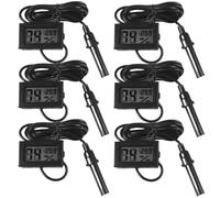 6 unidades Mini LCD Digital Termómetro Higrómetro, Termómetro Mini LCD integrado con sensor y cable de 1,5 m, medidor de humedad para reptiles, incubadora y acuario