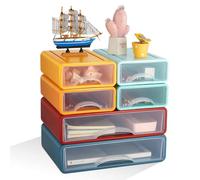 6 unidades organizadores con cajones apilables coloridos cajones caja de almacenamiento de plástico cajones para suministros de oficina, lápices, marcadores, cinta adhesiva, gomas de borrar