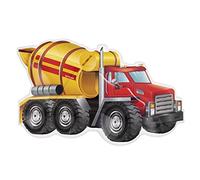 6 Unidades - Plato Cartón Desechable con forma de Camión de 29 x 18,5 cm con tematica de Construcción - Decoración fiesta construcción, decoración mesa construcción, decoración construcción.