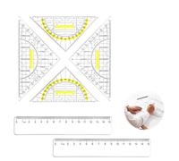 6 unidades Regla de escuadra transportadora, con 2 x Escuadra Escolar 22,5 cm, 2 x transportador, 15,7 cm, mango 2 unidades de regla, 15 cm, escuadra escolar, kit de geometría para estudiantes de