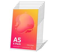 6 Unidades Soporte Cartel A5 de Acrílico, Forma L Expositor Metacrilato Soporte Menú, Porta Carteles Menus Restaurante, Soporte de Sobremesa, Titular de Menú Póster para Hotel, Tienda, Transparente