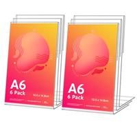 6 Unidades Soporte Cartel A6 de Acrílico, Forma L Expositor Metacrilato Soporte Menú, Porta Carteles Menus Restaurante, Soporte de Sobremesa, Titular de Menú Póster para Hotel, Tienda, Transparente
