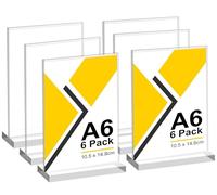 6 Unidades Soporte Cartel A6 de Acrílico, Forma T Expositor Metacrilato Soporte Menú, Porta Carteles Menus Restaurante, Soporte de Sobremesa, Titular de Menú Póster para Hotel, Tienda, Transparente