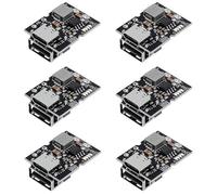 6 unidades tipo C USB 5V 2A Boost Converter Step-Up Módulo de alimentación de batería de litio, placa de protección de carga de batería de litio, pantalla LED para cargador de bricolaje, soldado por