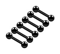 6 unids acero quirúrgico anodizado negro recto Barbell 16g 1.2mm 3/8 10mm 3mm bola ceja pendientes Helix Piercing joyería 6340