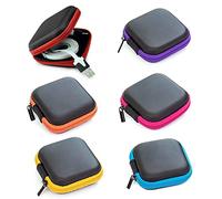 6 unids auriculares casos portátil auriculares bolsa de almacenamiento mini cuadrado auriculares estuche de transporte para mini auriculares con cable USB