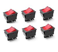 6 unids interruptor de palanca basculante luz roja iluminada ON/Off DPST 4 Pin 2 posición AC 250V/16A 125V/20A