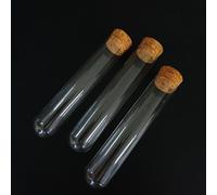 6 unids/lote 30x150mm tubos de ensayo de fondo redondo de vidrio transparente de 90ml con tapón de corcho for cristalería escolar/de laboratorio