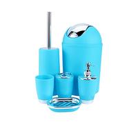 6 Unids/Set Accesorios de Baño Dispensador de de Jabón Contenedor de Residuos Soporte para Cepillo de Dientes Azul