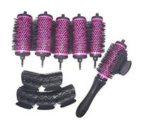 6 unids/set Juego de cepillos de pelo redondos de 3 tamaños, cepillo de rodillo de pelo con mango desmontable con clips de posicionamiento Peine rizador de barril de cerámica de aluminio Peluquería/33