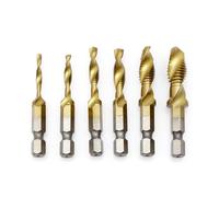 6 unids/set M3/M4/M5/M6/M8/M10 vástago hexagonal chapado en titanio HSS tornillo de mano brocas métricas