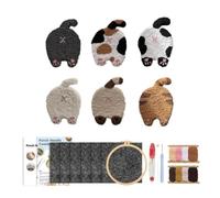 6 unids/set punzón aguja posavasos Kit gato Animal bordado for principiantes regalo for adultos decoración del hogar para Hazlo Tú Mismo(Color2)