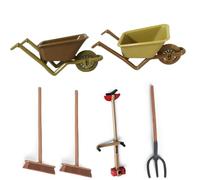 6 unids/Set simulación Miniatura casa de muñecas Accesorios Decorativos Mini Carretilla decoración DIY para Micro Paisaje Carretilla de Juguete