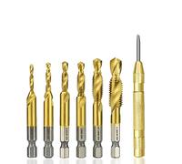 6 unids titanio plateado 1/4 HEX Tornillo Tornillo Métrico Métrico Tornillo Tornillo Compuesto Tap M3 M4 M5 M6 M8 M10 Toque Herramientas Mano