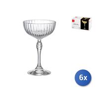 Bormioli 93124 Rocco-Juego de 6 Copas Americanas 20 cócteles, Cristal, 23 cl, Vidrio, centiliters, Trasparente