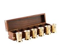 6 vasos de chupito con estuche de almacenamiento de palisandro con compartimentos, accesorios organizadores de barra de madera, ideas de regalos para hombres, ideas de fiesta de inauguración de la