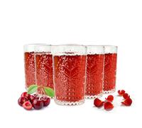 6 Vasos De Vidrio 330ml Con Relieve Vasos De Zumo Cóctel Longdrink