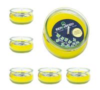 6 Velas de Citronela Antimosquitos en Tarro Bajo de Cristal Para Exterior | Velas Decorativas Aromáticas con Suave Olor a Limón | Vela Anti Mosquitos Para Jardín, Terraza, Camping y Picnic